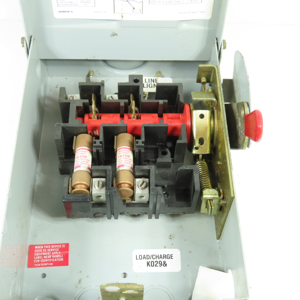GE TG3221R Fusible General Duty 30A Safety Disconnect Switch 240VAC 3R Enc.