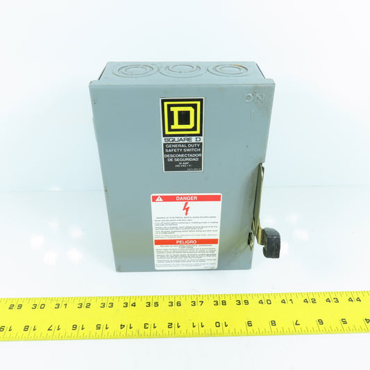 Square D D221N 30A 240VAC 2 Pole Non-Fusible Safety Disconnect Switch NEW