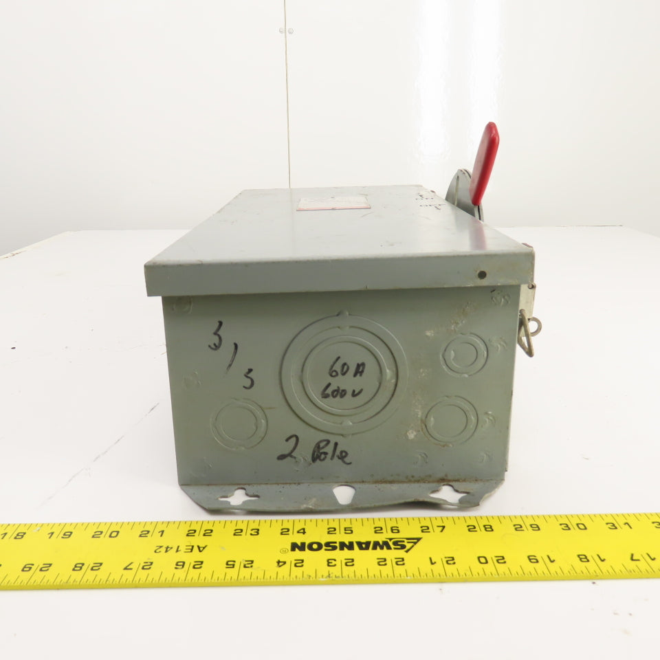 Westinghouse RHUN262 60A 600VAC Non Fusible Safety Disconnect Switch Type 3R