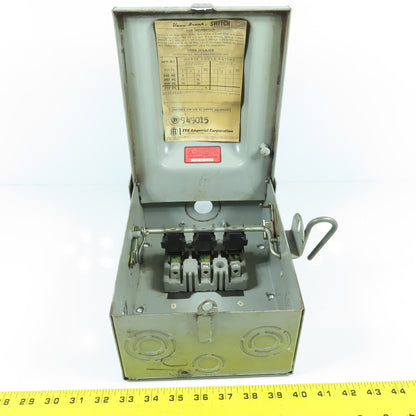 ITE NFR-351 30A 600VAC Non Fusible Heavy Duty Safety Disconnect Switch Raintight