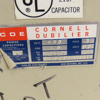 Cornell Dubilier IMS1010F33 10 kvar (216F) Capacitor 480V 6PH 60HZ