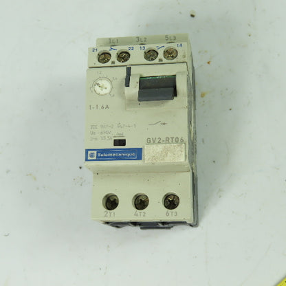 Telemecanique GV2-RT06 3 Pole Manual Motor Starter 600V 1Hp 1-1.6A Trip