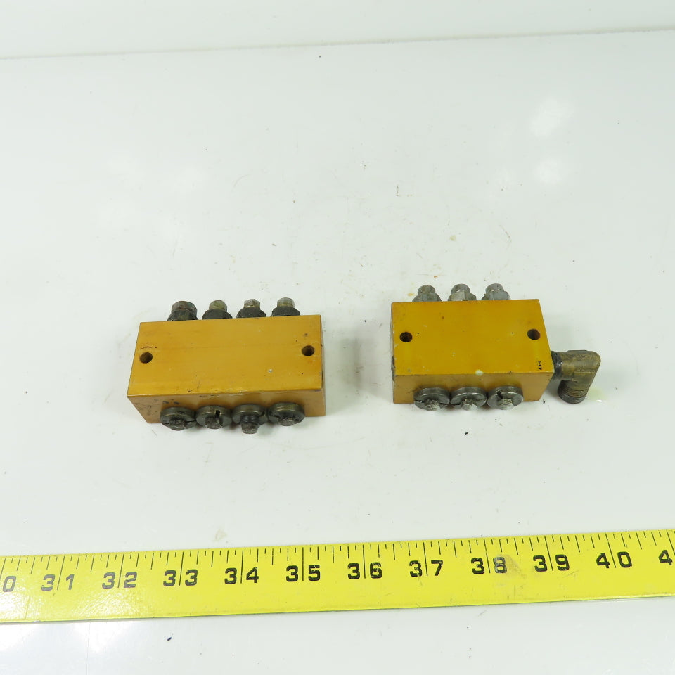 2 Way & 4 Way Lubrication Metering Manifold Lot Of 2