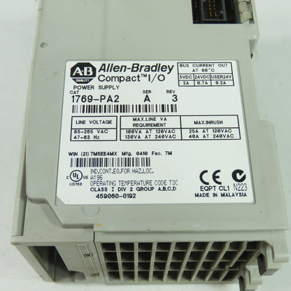Allen Bradley 1769-PA2 Ser A Compact I/O Power Supply Module Rev 3