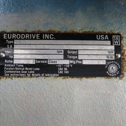 Eurodrive R8OP 5.14:1 Ratio Inline Gear Reducer 4510 lb.in. Torq. 1-1/8 x 2-1/8"