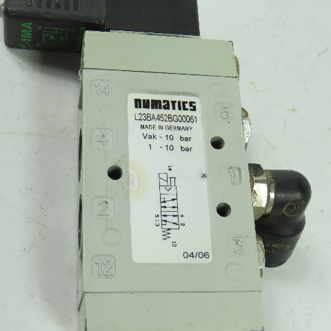 Numatics L23BA452BG00061 Pneumatic Solenoid Valve 10Bar 3/8" NPT 24VDC Coil