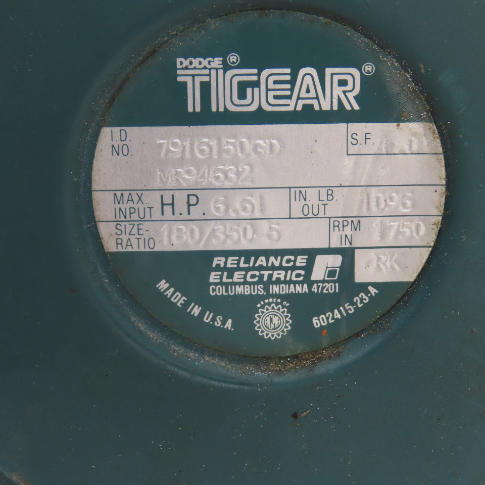 Dodge Tigear 7916150GD MR9632 180/350-5 Heft Hand Gear Reducer (PARTS/REPAIR)