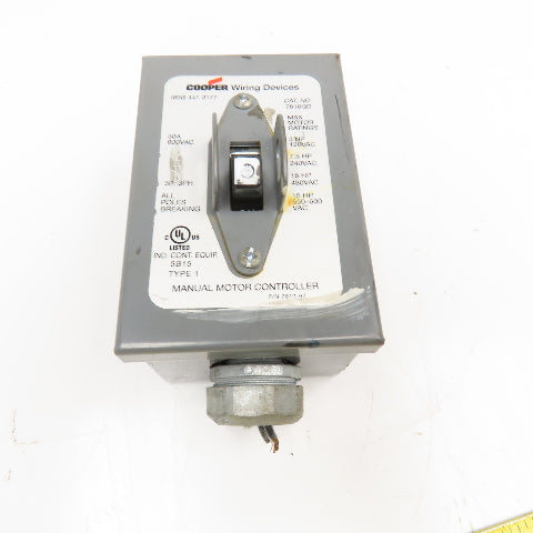 Cooper 7810GD 600VAC 30A 3P 3Ph 15Hp Max Manual Motor Controller