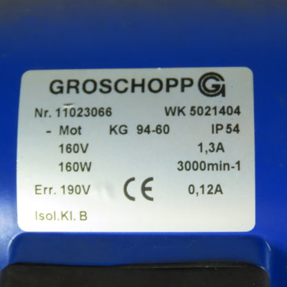 Groschopp 11023066 WK 5021404 Dual Shaft Z14 Gear Reducer 160VDC 25RPM Out 14mm