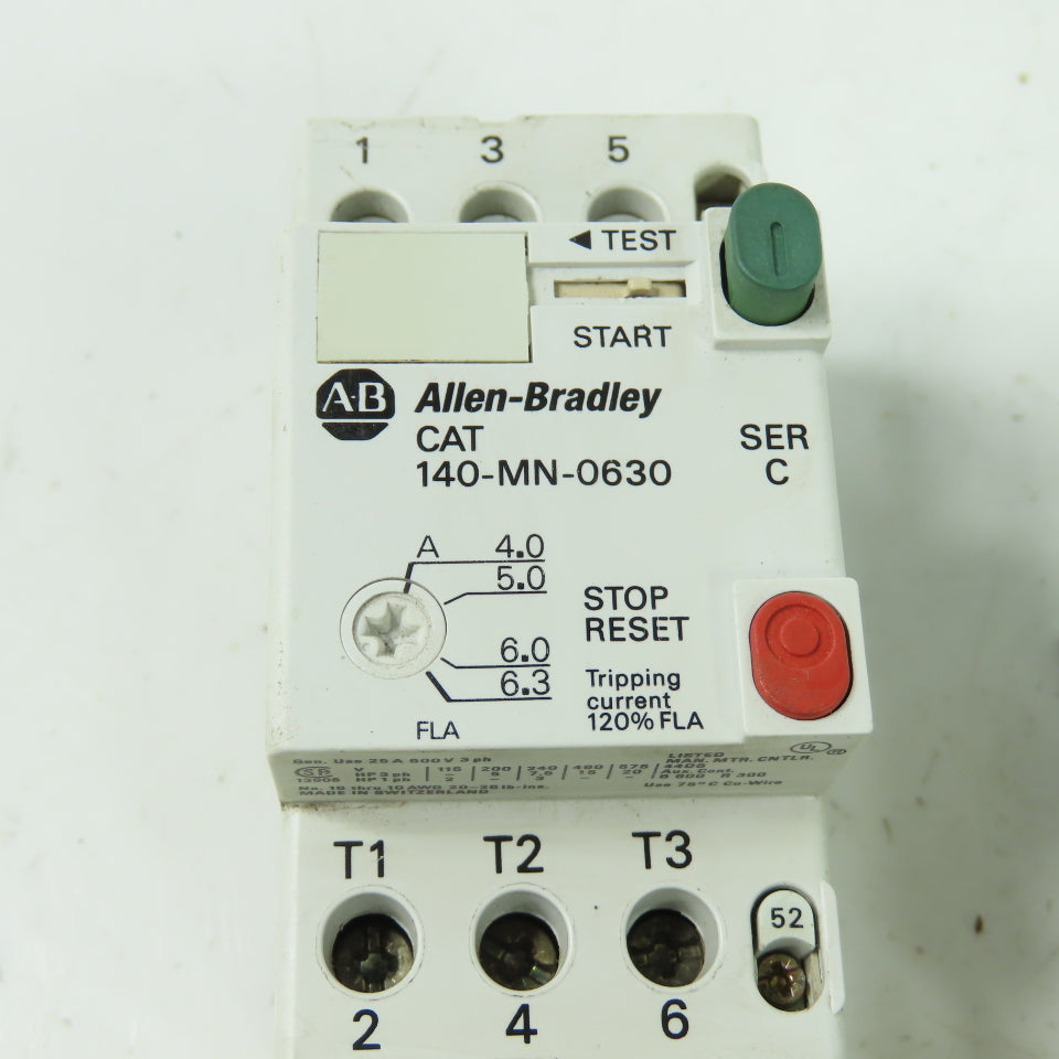 Allen Bradley 140-MN-0630 Ser C Manuel Motor Starter 600V 25A 3Ph Lot Of 2