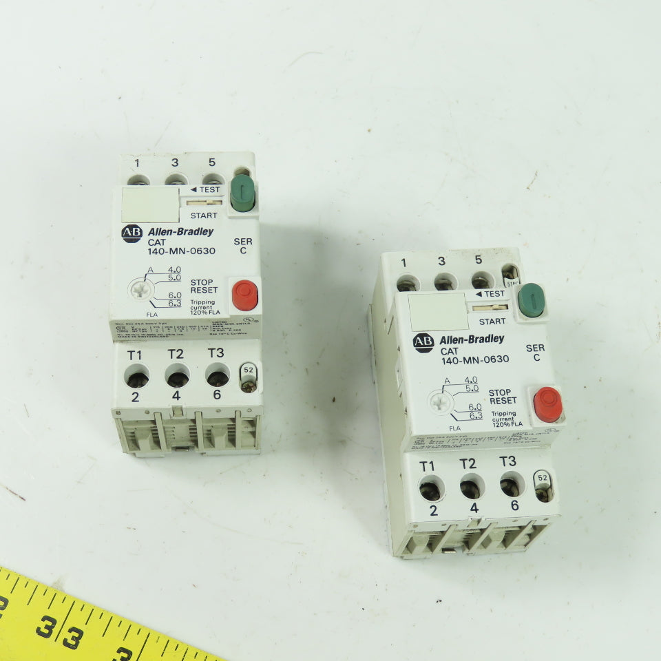 Allen Bradley 140-MN-0630 Ser C Manuel Motor Starter 600V 25A 3Ph Lot Of 2