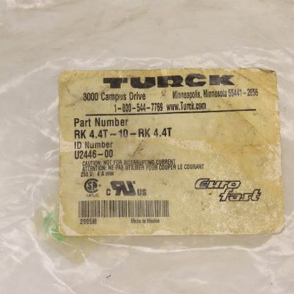 Turck RK 4.4T-10-RK 4.4T U2446-00 Eurofast Cable Cordset 4-Pin Female x Female