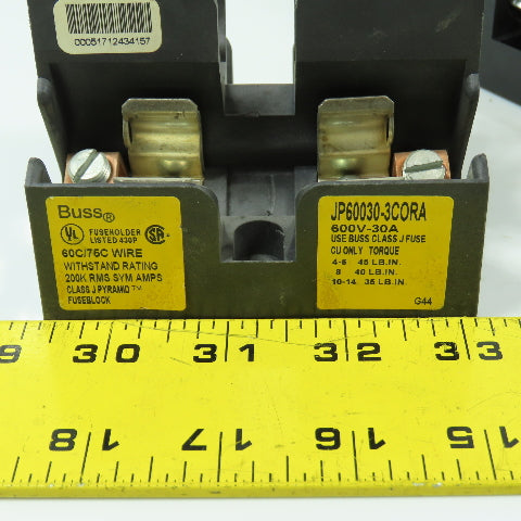 Buss JP60030-3C0RA 3-Pole 30A 600V Class J Pyramid Fuse Holders Lot Of 2