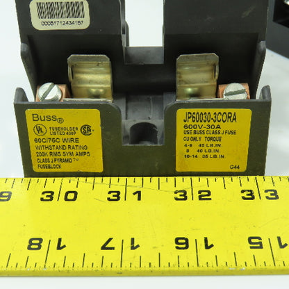 Buss JP60030-3C0RA 3-Pole 30A 600V Class J Pyramid Fuse Holders Lot Of 2