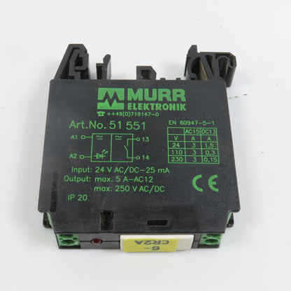 Murr Elektronic 51551 5A AC12 Output Relay 24V AC/DC Input