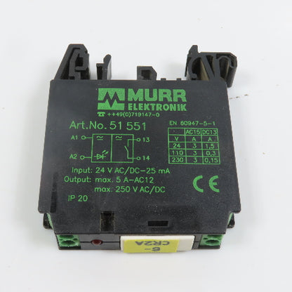 Murr Elektronic 51551 5A AC12 Output Relay 24V AC/DC Input