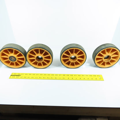7" OD x 2" Wide Rigid Plastic Roller Caster Wheel W/ Bearing 3/4" ID Lot Of 4