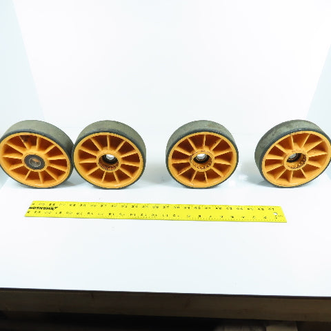 7" OD x 2" Wide Rigid Plastic Roller Caster Wheel W/ Bearing 3/4" ID Lot Of 4