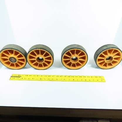 7" OD x 2" Wide Rigid Plastic Roller Caster Wheel W/ Bearing 3/4" ID Lot Of 4
