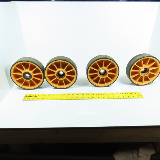 7" OD x 2" Wide Rigid Plastic Roller Caster Wheel W/ Bearing 3/4" ID Lot Of 4