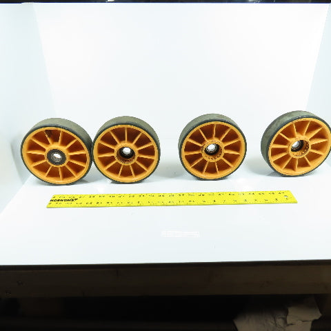 7" OD x 2" Wide Rigid Plastic Roller Caster Wheel W/ Bearing 3/4" ID Lot Of 4