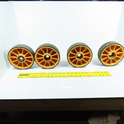 7" OD x 2" Wide Rigid Plastic Roller Caster Wheel W/ Bearing 3/4" ID Lot Of 4