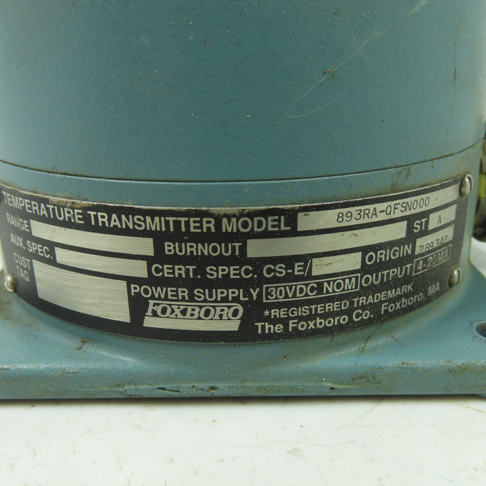 Foxboro 893RA-QFSN000 Temperature Transmitter ST A 30VDC 4-2MA