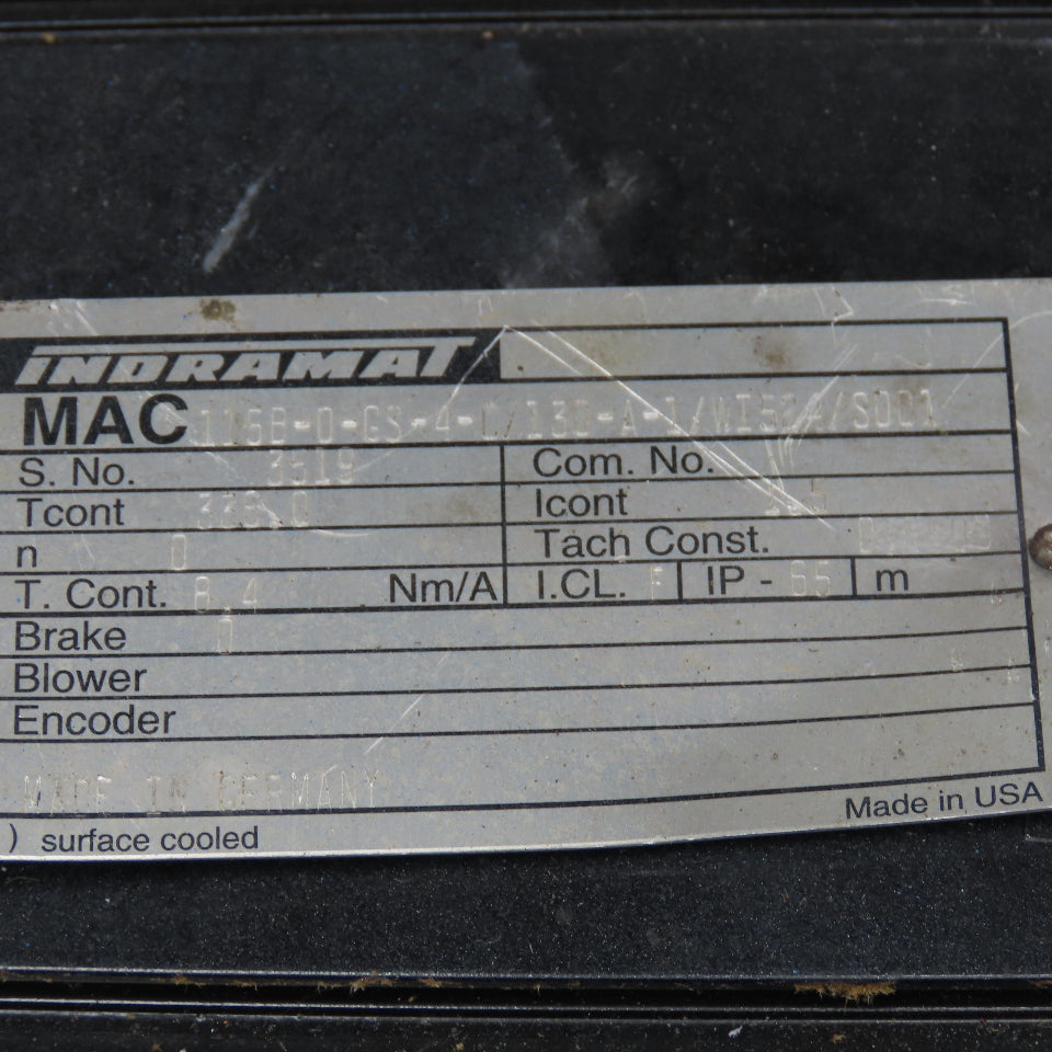 Indramat MAC115B-0-GS-4-C/130-A-1W15247/8001 Servo Motor 8.4Nm/A Encoder