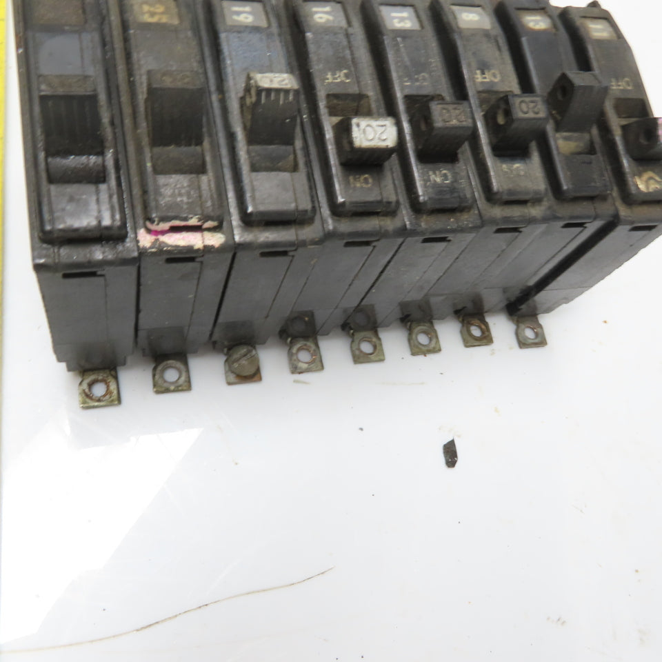 Square D QHB QHB120 20A 240V Single Pole Circuit Breaker Lot of 8