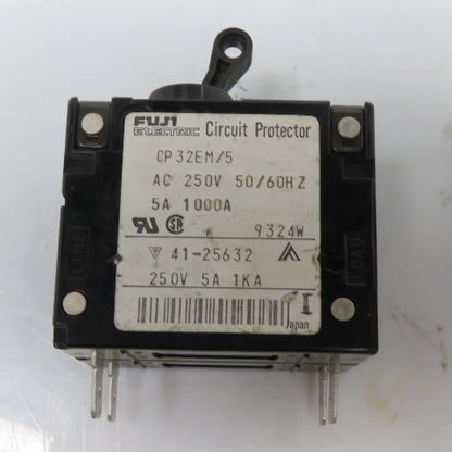 Fuji CP32EM/5 Circuit Protector Breaker 5A 250VAC 2 Pole Lot of 3