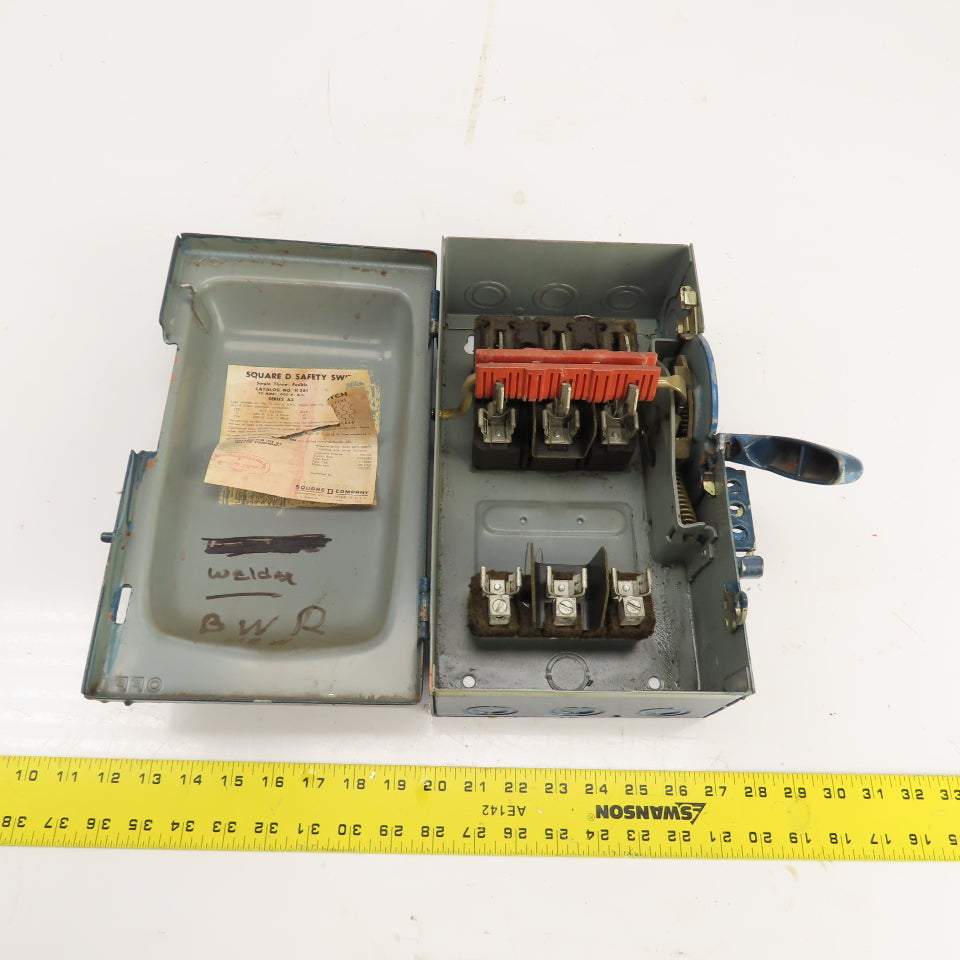 Square D H361 30A Fusible General Duty Safety Disconnect Switch 600V 20HP