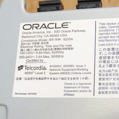 Oracle ZFS Storage ZS3-2 Data Storage Appliance 100-240V 50/60Hz CPU NIB
