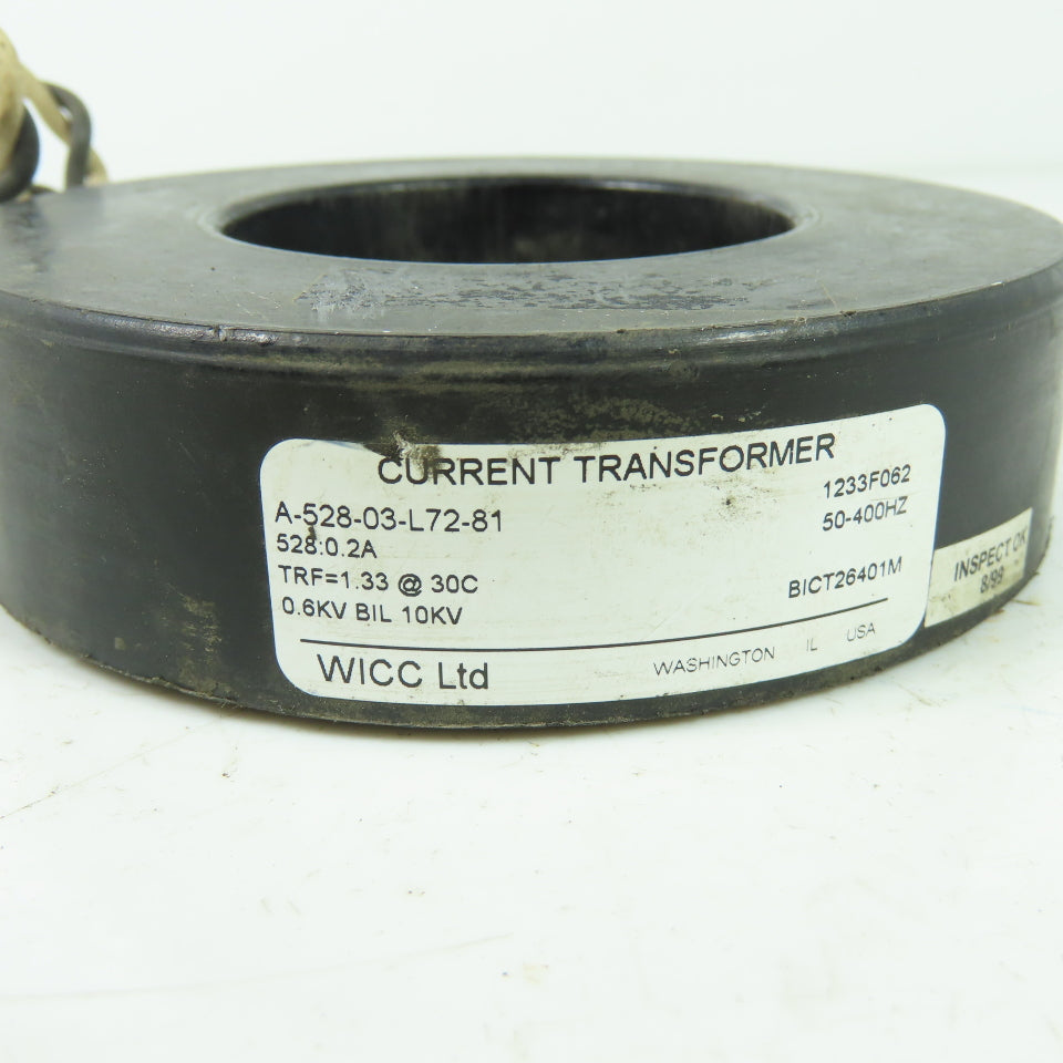 WICC A-528-03-L72-81 Current Transformer 528:0.2A TRF=1.33 BICT26401M