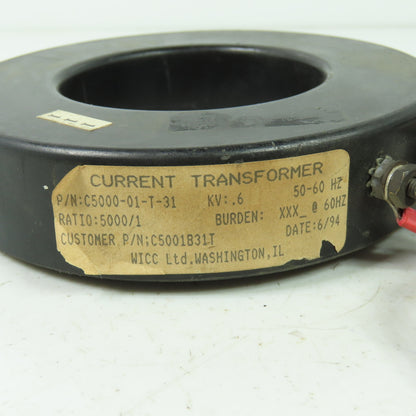 WICC C-5000-01-T-31 Current Transformer .6KV 5000/1 Ratio