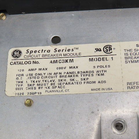GE AMC3KM Model 1 120A 600V 3P Spectra Series Circuit Breaker Module
