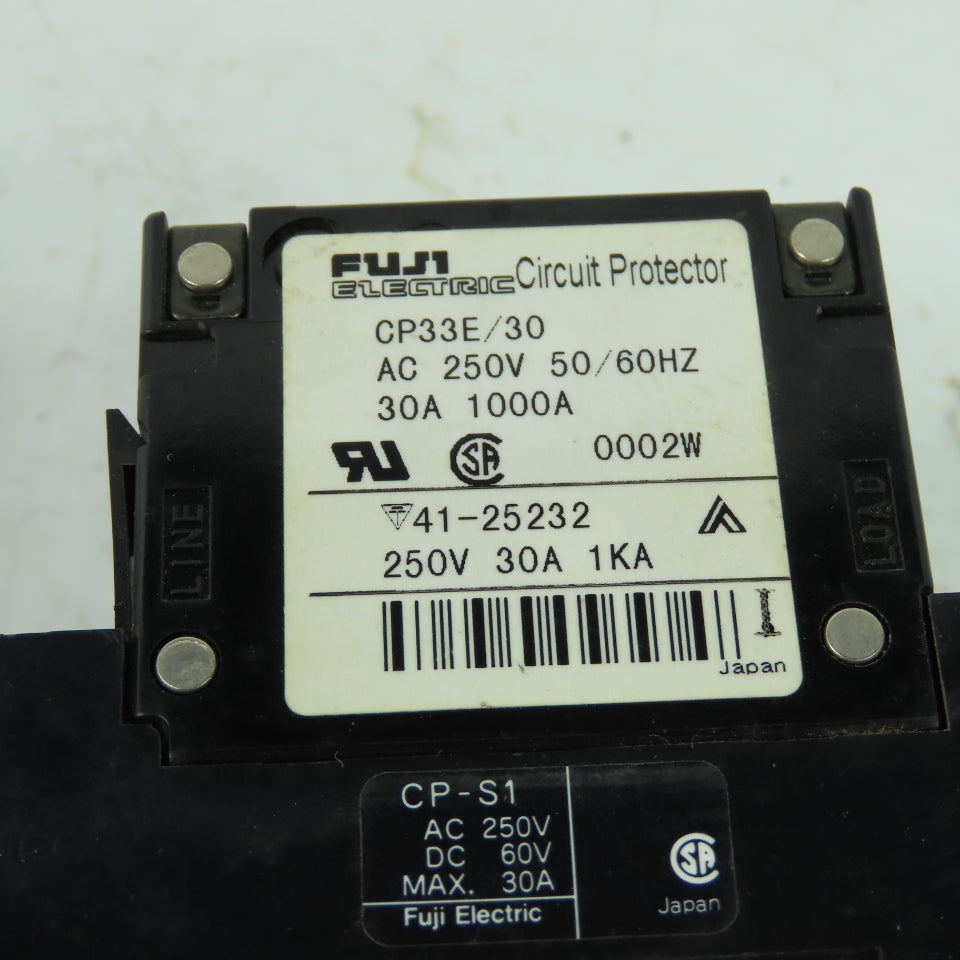 Fuji CP33E/30 3-Pole Circuit Protector 250V 30A 50/60HzLot Of 2