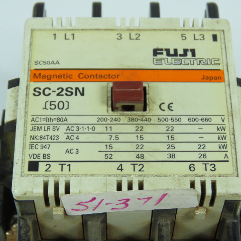 Fuji SC-2SN 26A Magnetic Contactor 220V Coil 22kW