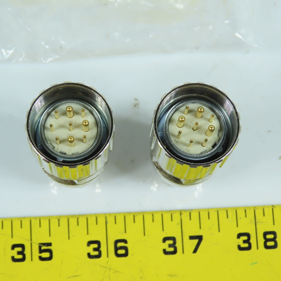 RDE RC-63P1N121500 9 Pin Circular Male Straight Connector Lot Of 2