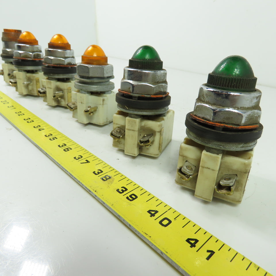 Square D 9001 KM1 Pilot Light Module Amber Green 120V 50/60Hz Lot Of 6