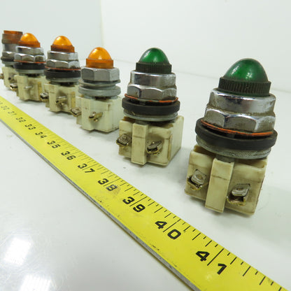 Square D 9001 KM1 Pilot Light Module Amber Green 120V 50/60Hz Lot Of 6