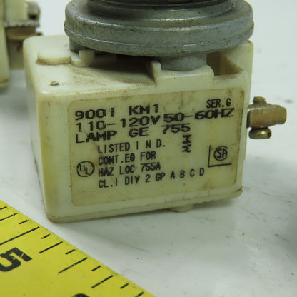 Square D 9001 KM1 Pilot Light Module Amber Green 120V 50/60Hz Lot Of 6