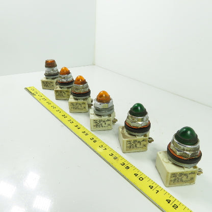 Square D 9001 KM1 Pilot Light Module Amber Green 120V 50/60Hz Lot Of 6