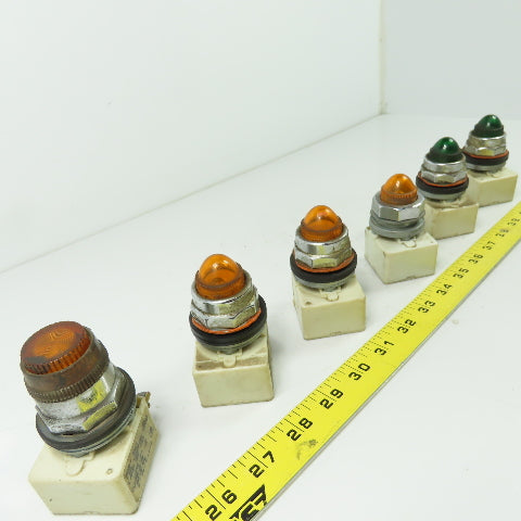 Square D 9001 KM1 Pilot Light Module Amber Green 120V 50/60Hz Lot Of 6