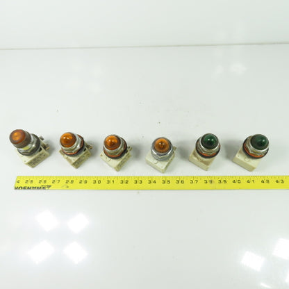 Square D 9001 KM1 Pilot Light Module Amber Green 120V 50/60Hz Lot Of 6