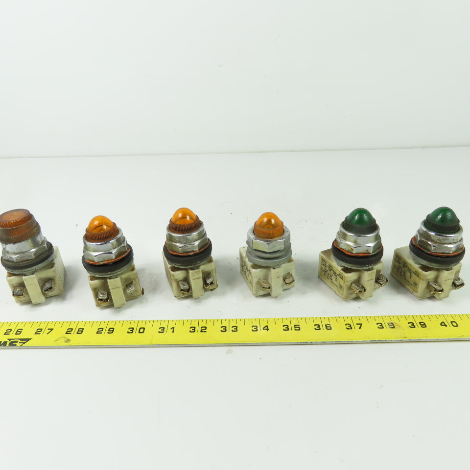 Square D 9001 KM1 Pilot Light Module Amber Green 120V 50/60Hz Lot Of 6