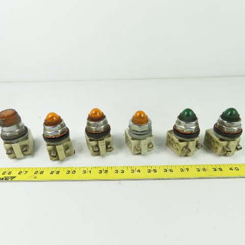Square D 9001 KM1 Pilot Light Module Amber Green 120V 50/60Hz Lot Of 6