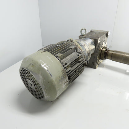 Siemens 1LA7130-4AA12-Z 3Ph 5.5KW Electric Motor 240/480V 1755RPM W/ Gear Box