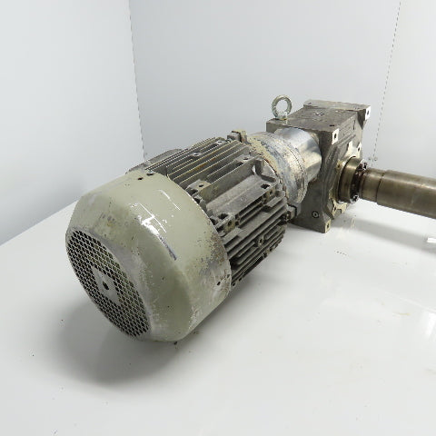 Siemens 1LA7130-4AA12-Z 3Ph 5.5KW Electric Motor 240/480V 1755RPM W/ Gear Box