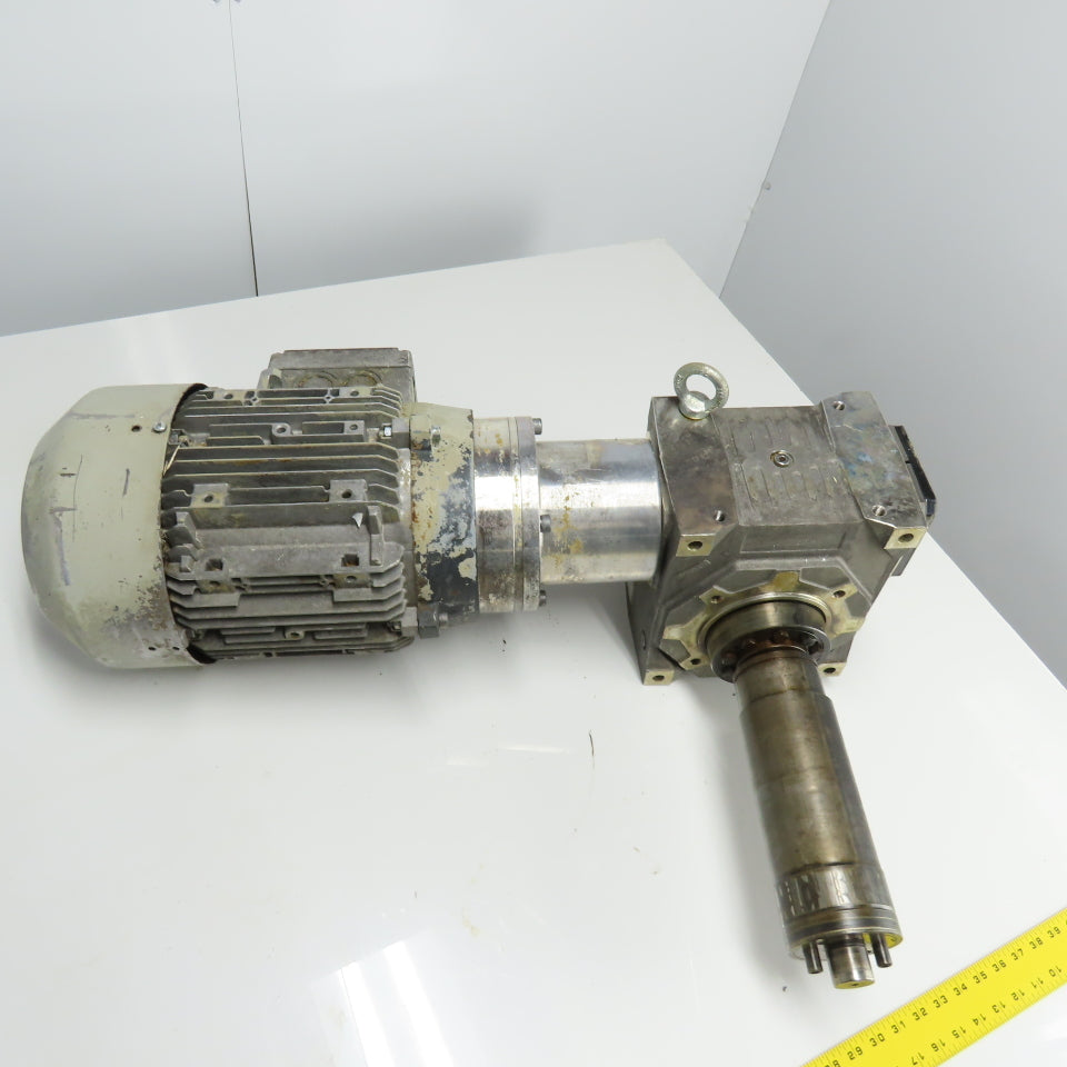 Siemens 1LA7130-4AA12-Z 3Ph 5.5KW Electric Motor 240/480V 1755RPM W/ Gear Box