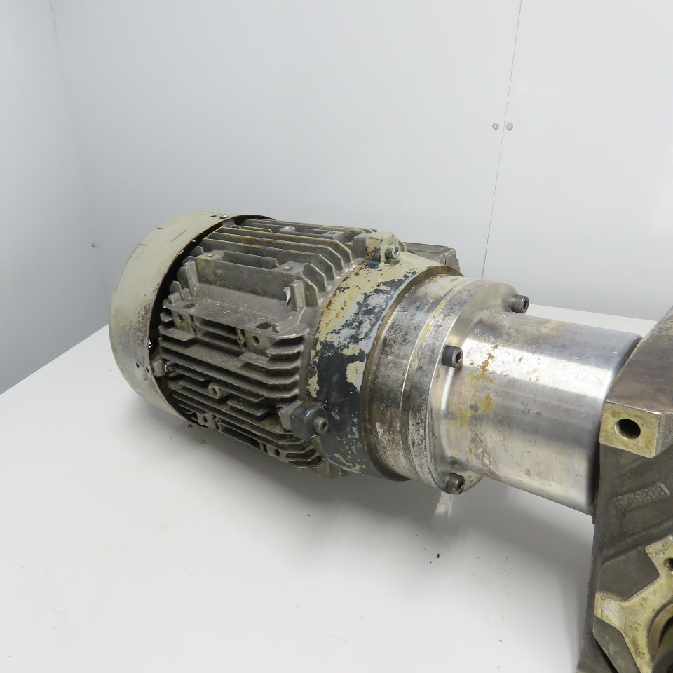 Siemens 1LA7130-4AA12-Z 3Ph 5.5KW Electric Motor 240/480V 1755RPM W/ Gear Box
